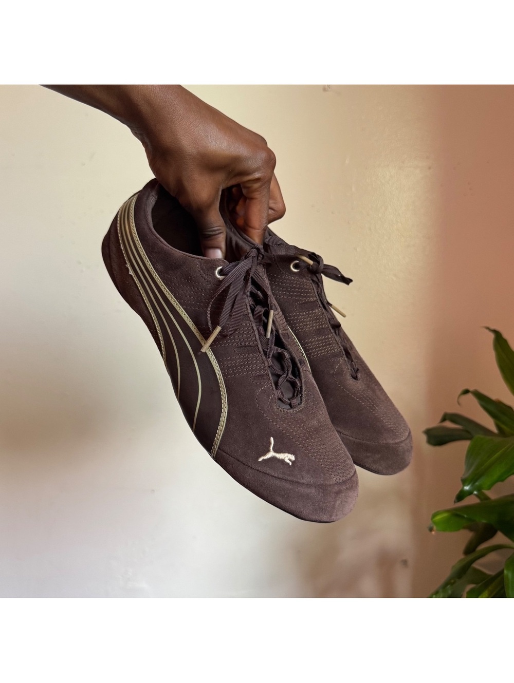 Y2K Puma Chocolate Brown Suede Driving Sneakers US 9.5
